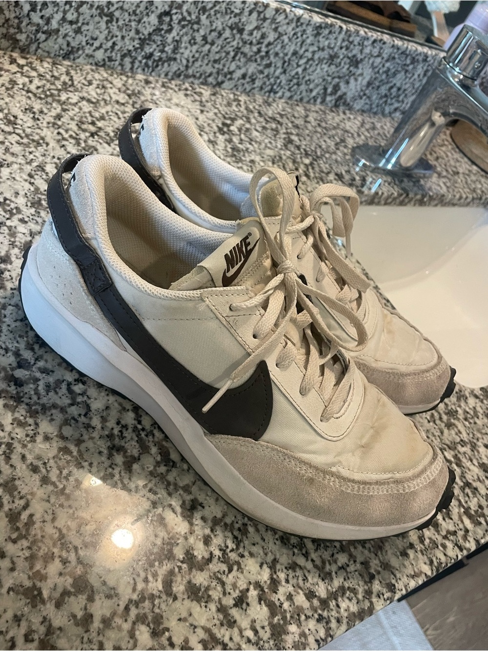 Nike Women’s Cream and Black Retro Runner Sneakers